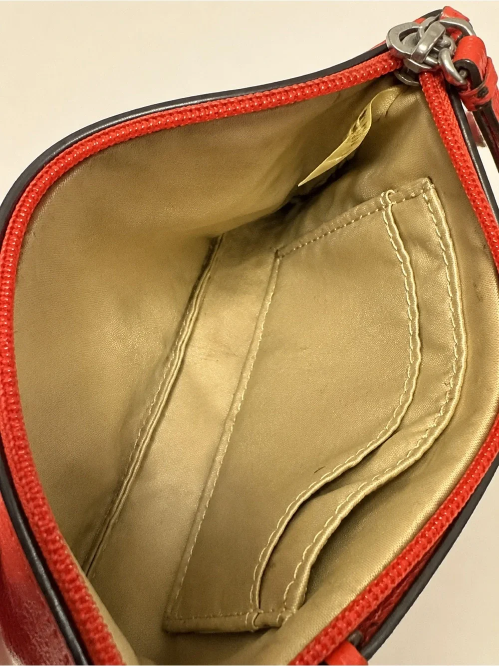 Coach Red Pebbled Leather Wristlet Wallet Silver Hardware 6” x 4”